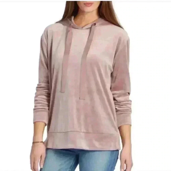 Peyton Jensen Pink/Purple Velour Long Sleeve Pullover Hoodie Size Medium - Picture 1 of 5
